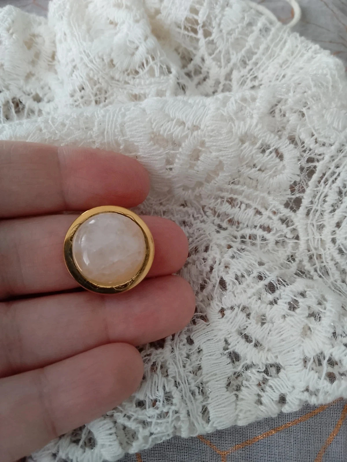 Bague acier et pierre naturelle de cristal de quartz – photo 3